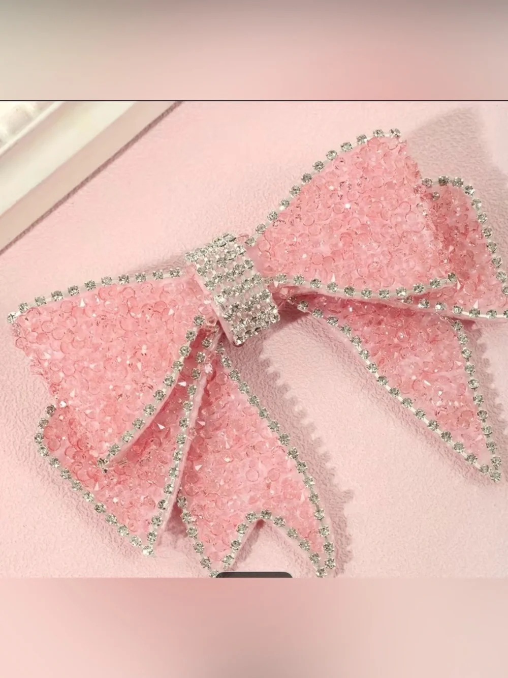Crystal Bow Hair Clip - Black Rhinestone Accent